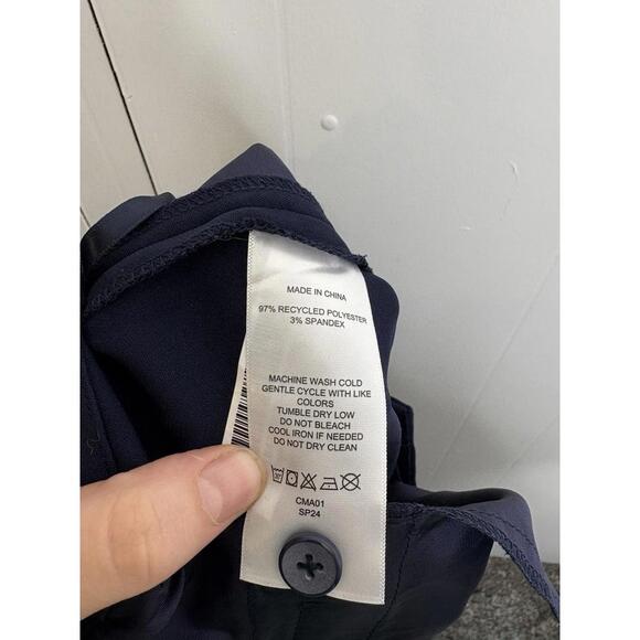 Quince Pants Womens 4 Stretch Crepe Wide Leg Pleated Navy Corpcore Career - Picture 5 of 10